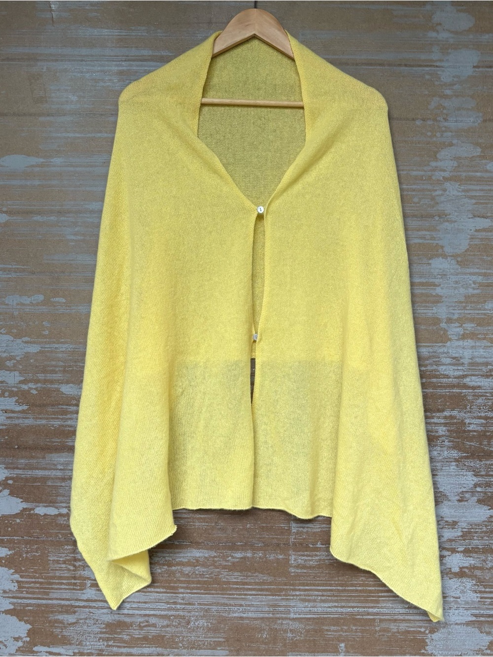 Pure Amici 100% Cashmere Wrap Shawl Cardigan Yellow Preppy Classic